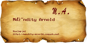 Mándity Arnold névjegykártya